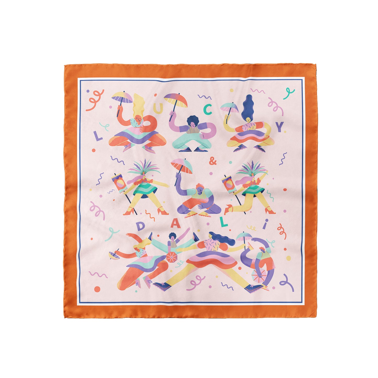 Premium 100% Mulberry Silk Square Scarf - Dance Pattern 30"x30"