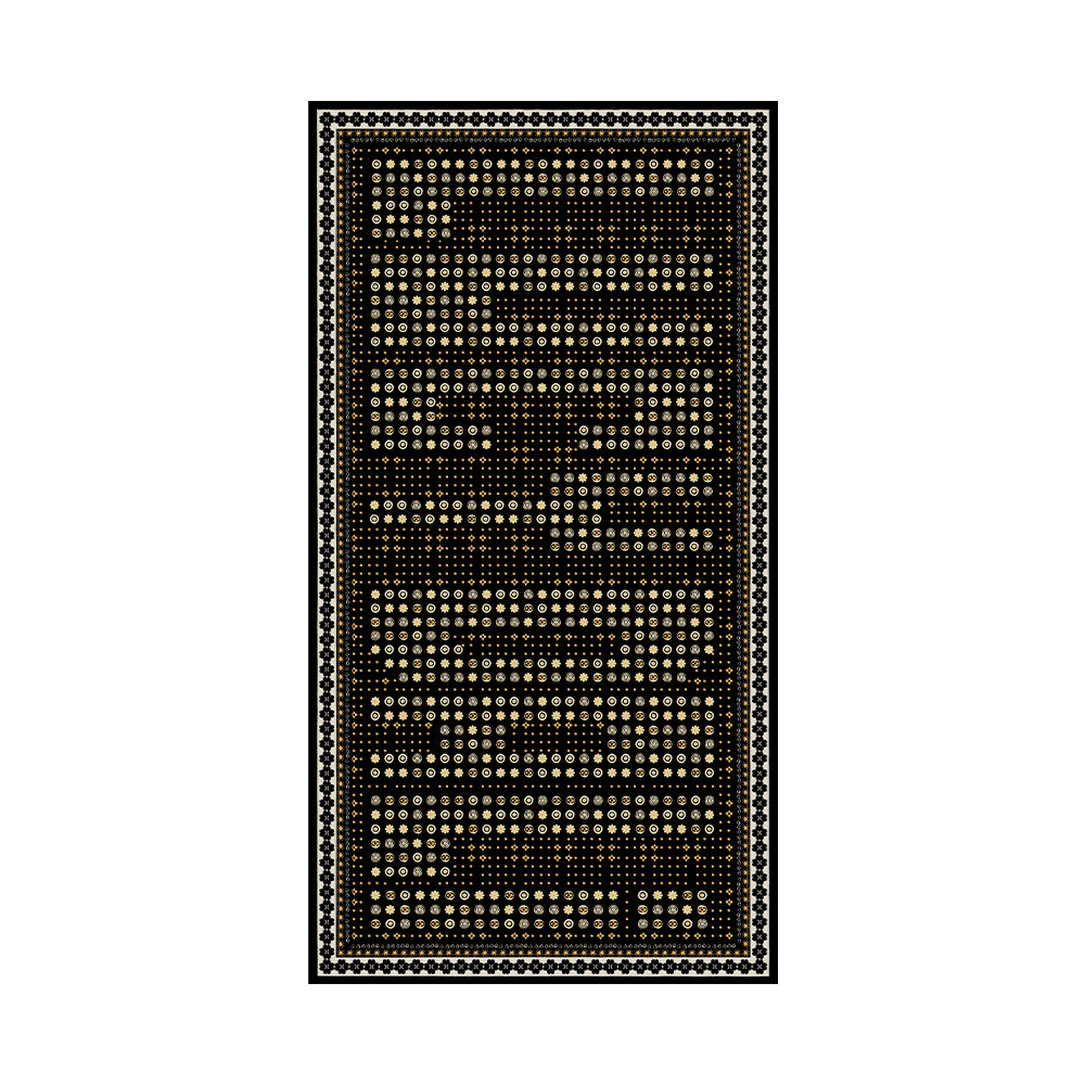 Silk-Cotton Oversized Scarf Shawl – Gold Flower Print, All-Season Wrap