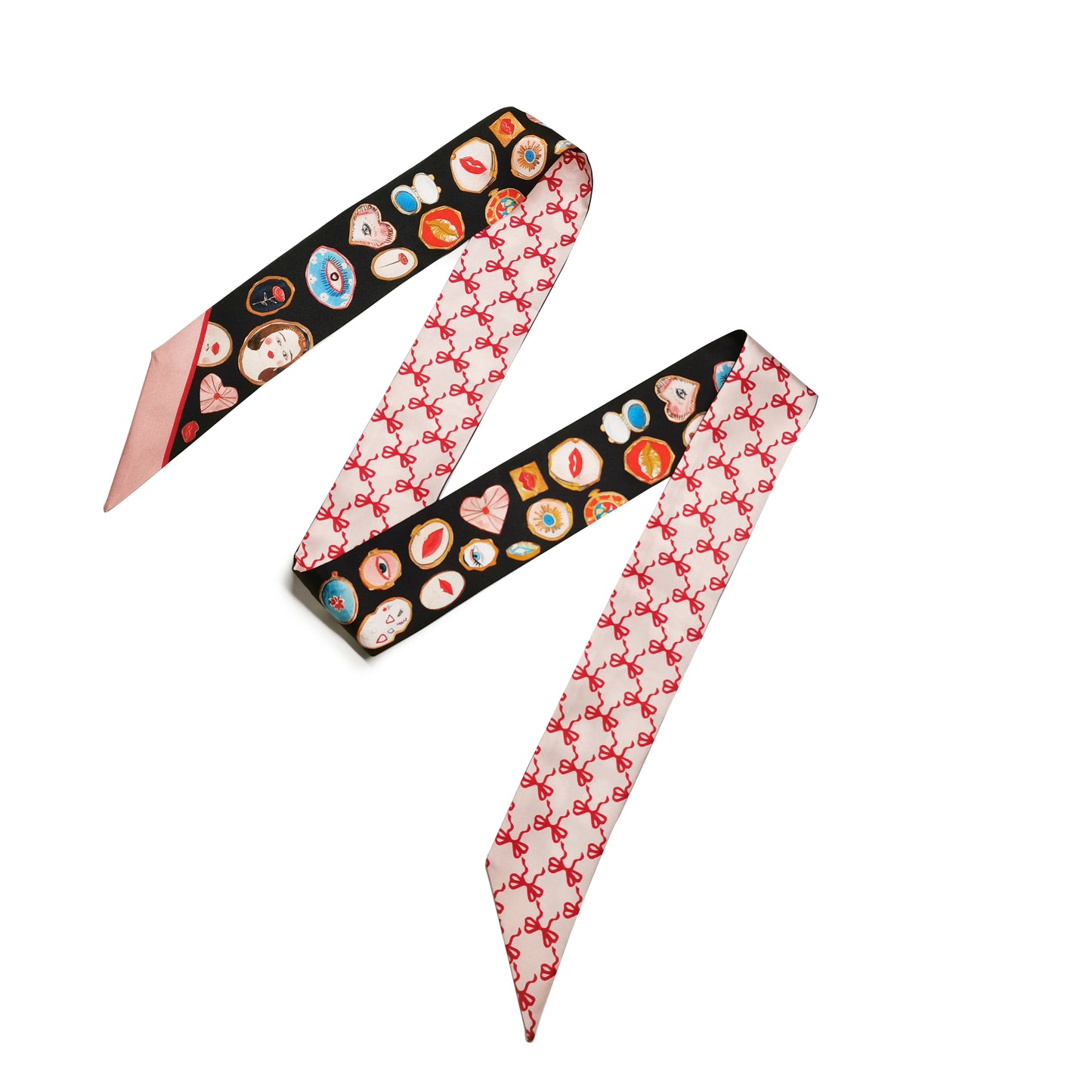 Foulard fin 100 % soie de mûrier de qualité supérieure - Motif nœud miroir
