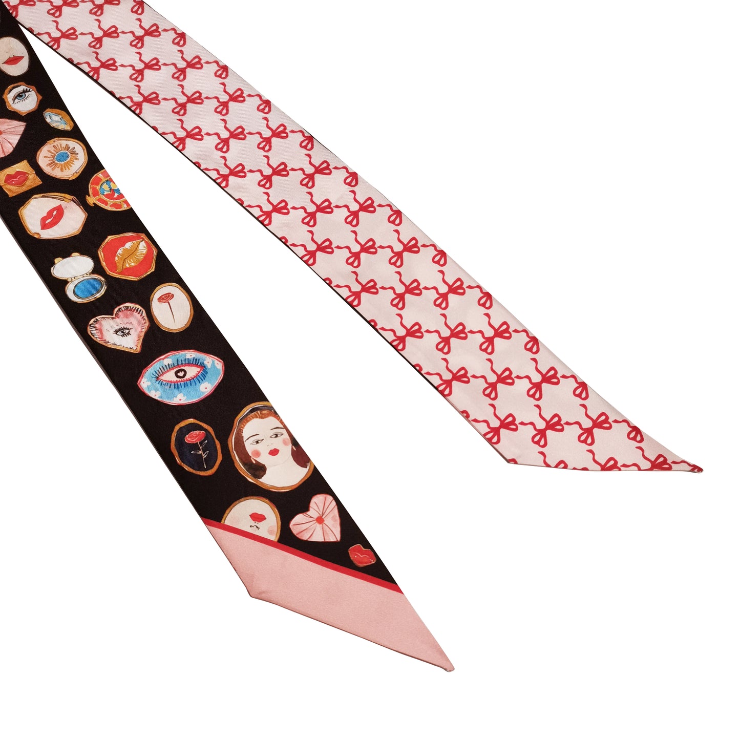 Foulard fin 100 % soie de mûrier de qualité supérieure - Motif nœud miroir