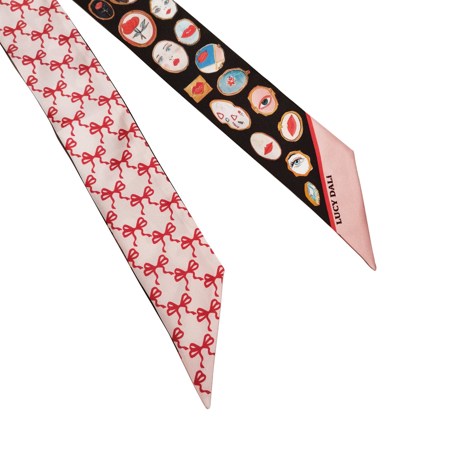 Foulard fin 100 % soie de mûrier de qualité supérieure - Motif nœud miroir
