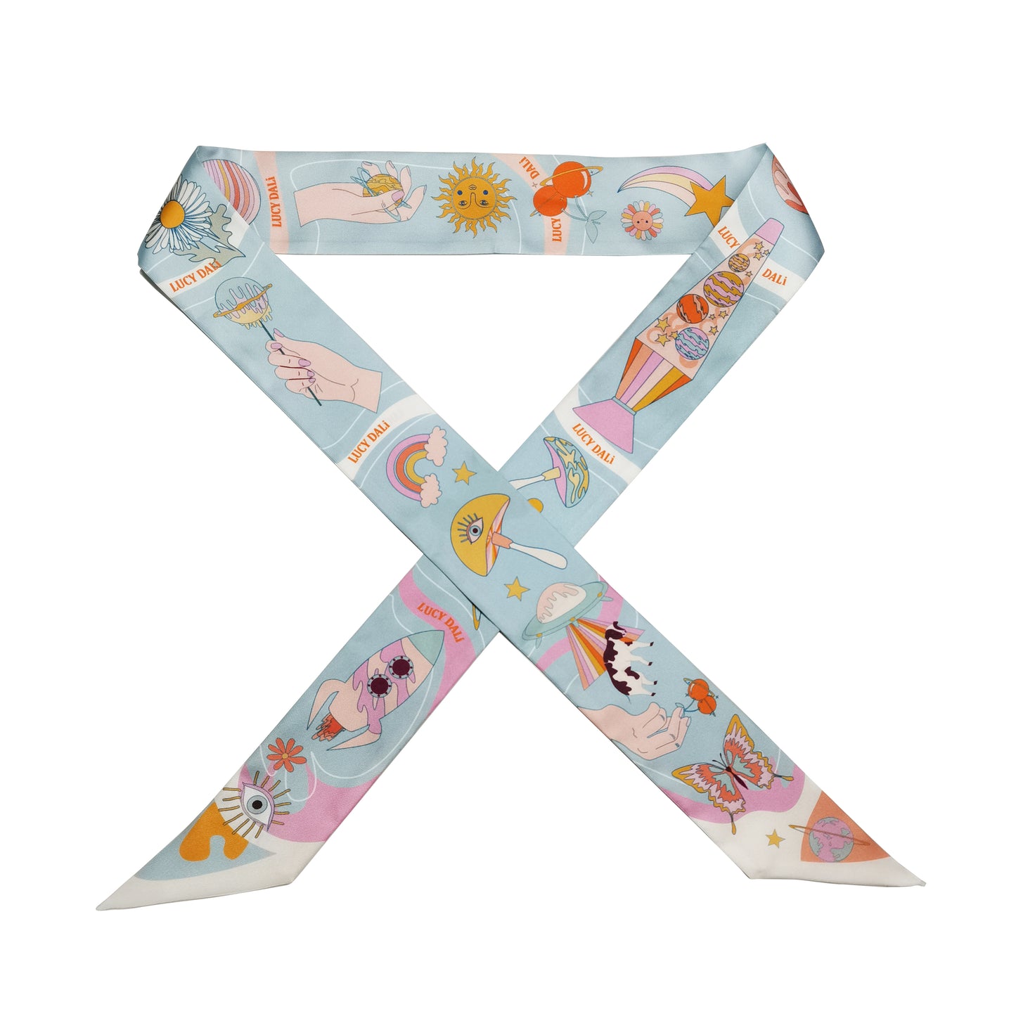 Premium 100% Mulberry Silk Skinny Scarf - Color Galaxy Pattern
