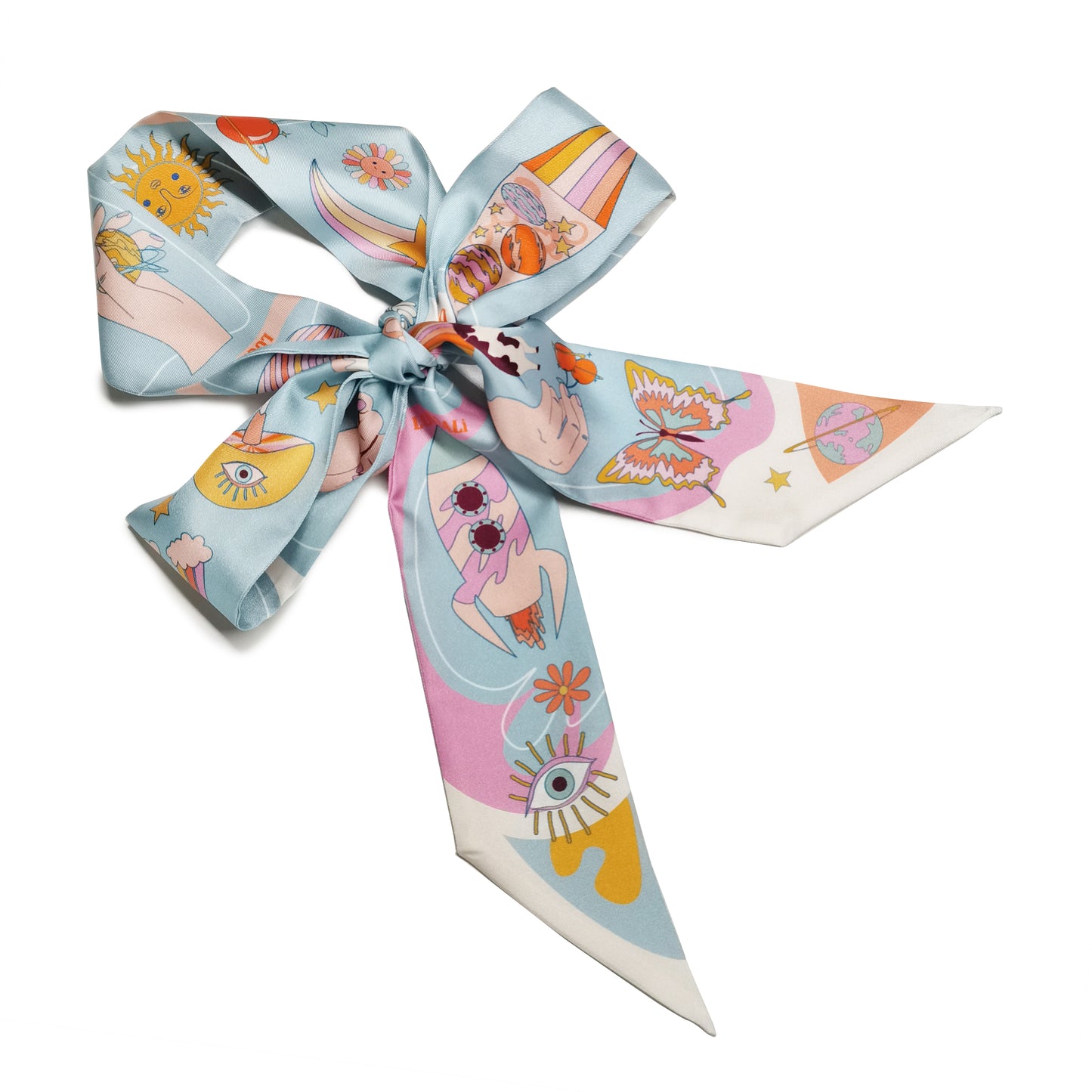 Foulard fin 100 % soie de mûrier de qualité supérieure - Motif galaxie