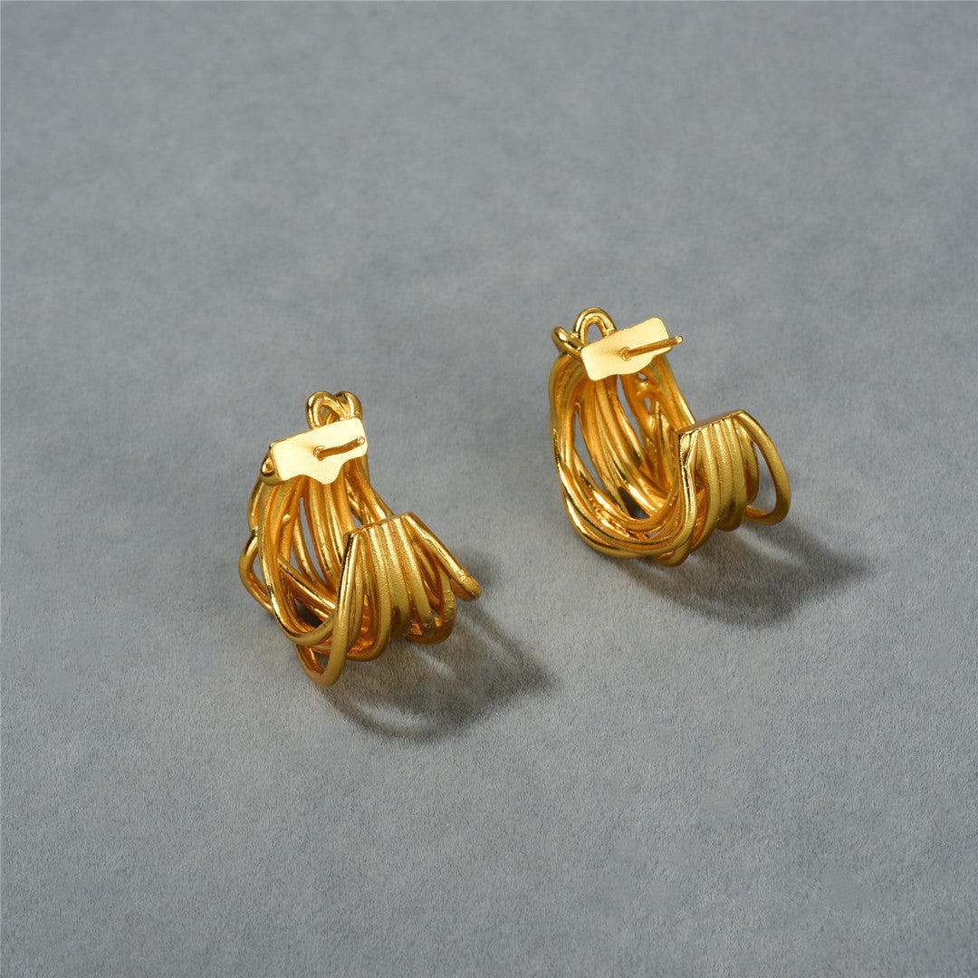 18K Gold Hoop Lines Earrings
