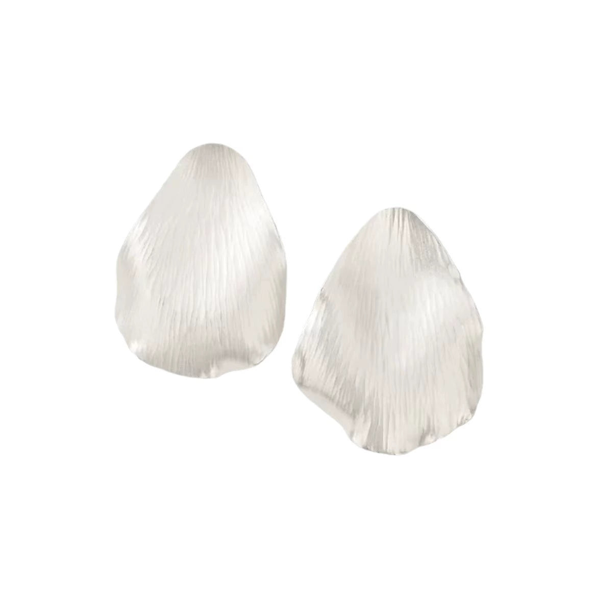 Brass Silver-Plated Petal Earrings