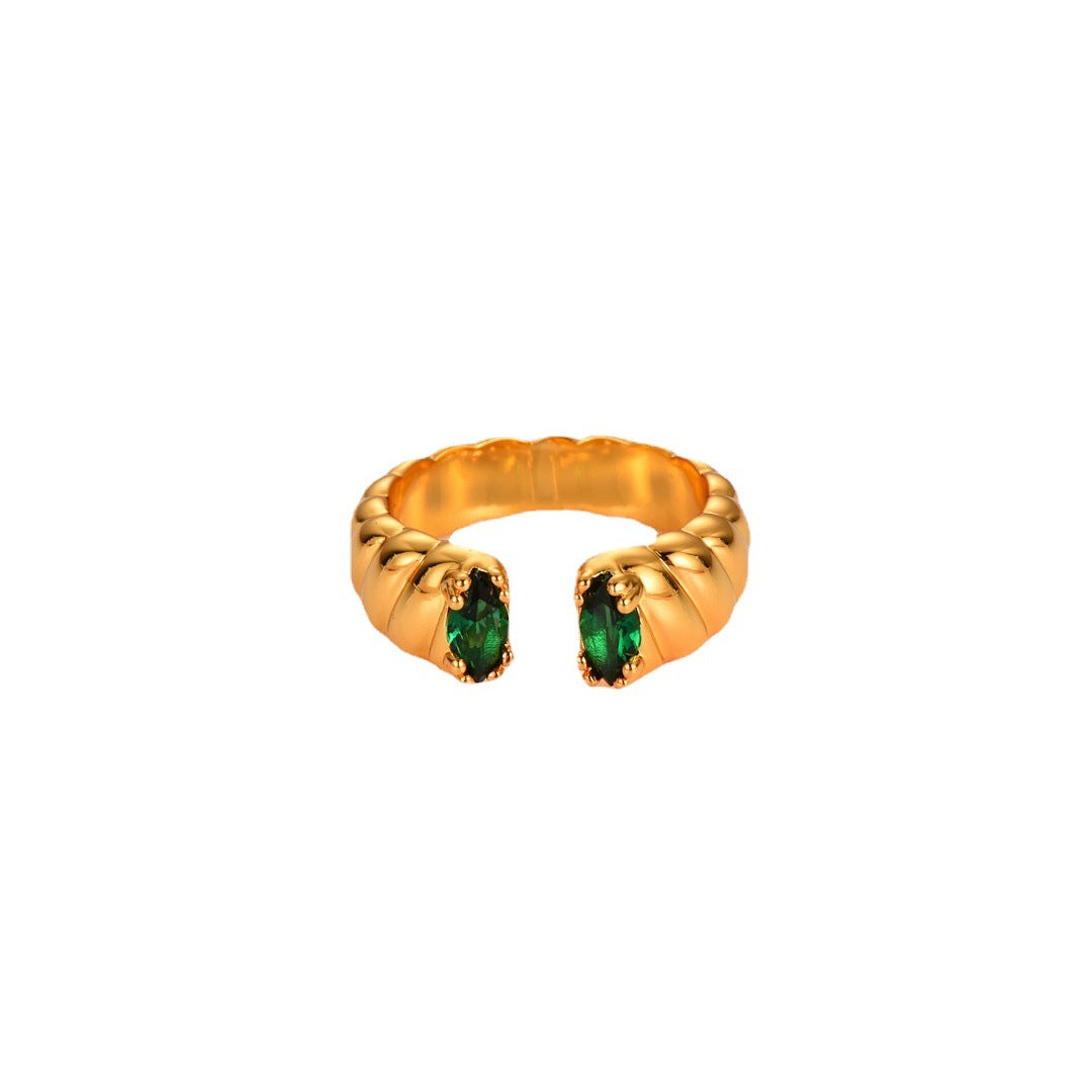 18K Gold Ring 3 colors Green Rose Black