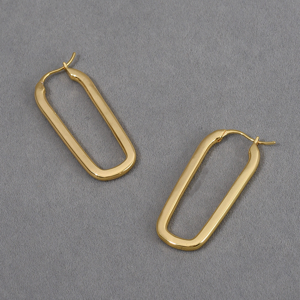 18K Gold Square Earrings Minimalist