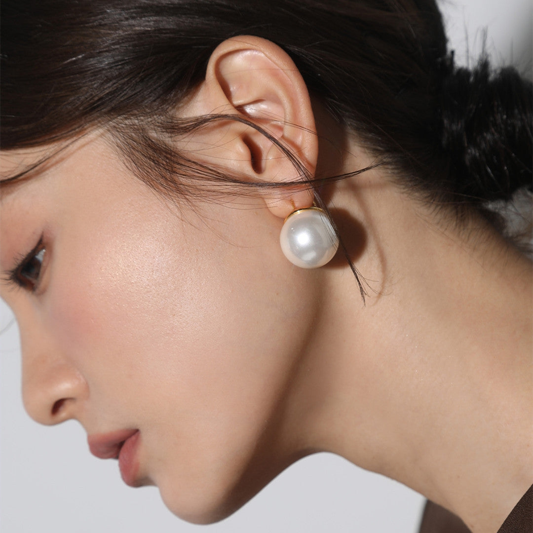 Boucles d'oreilles en or 18 carats avec grosses perles