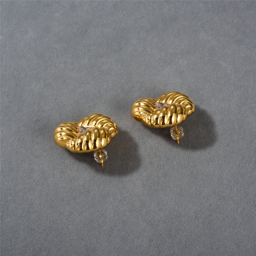 18K Gold Flower Zircon Earrings