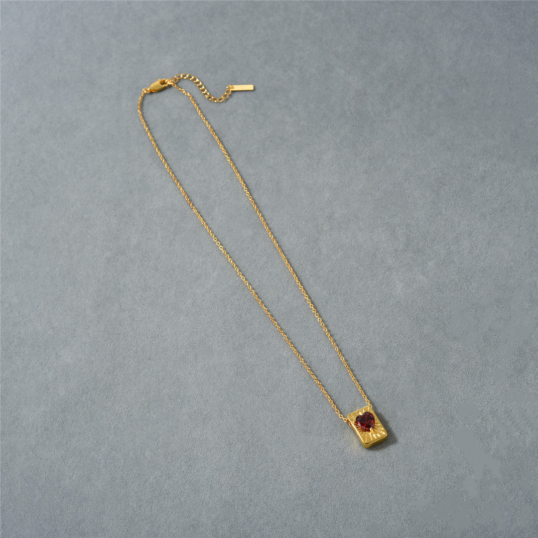 18K Gold Red Heart-shaped Necklace