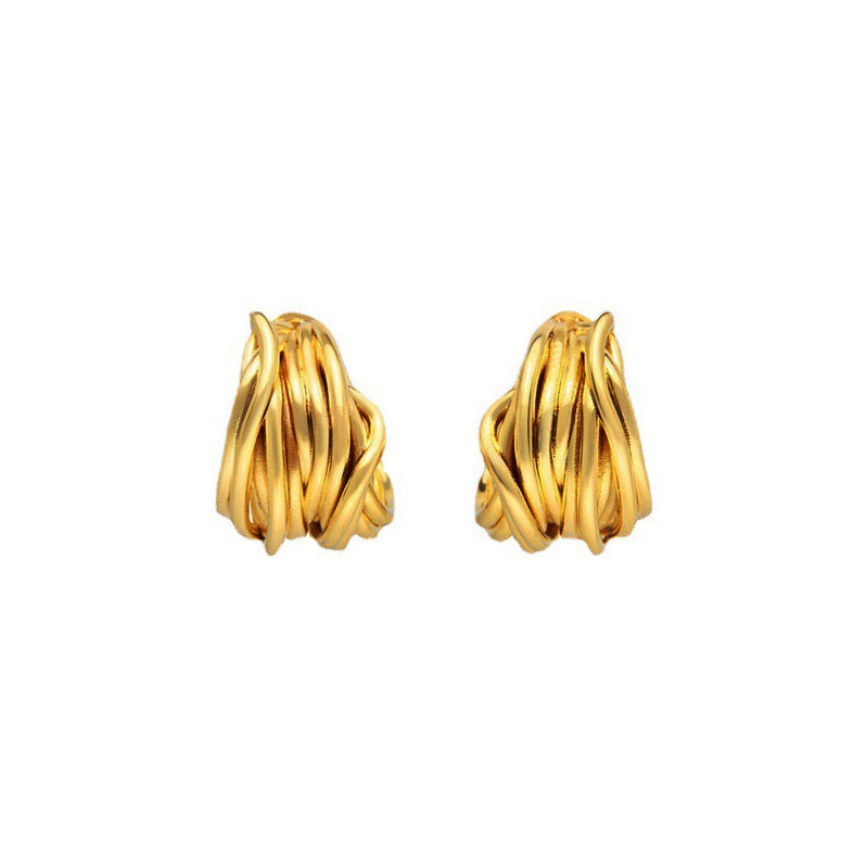 18K Gold Hoop Lines Earrings
