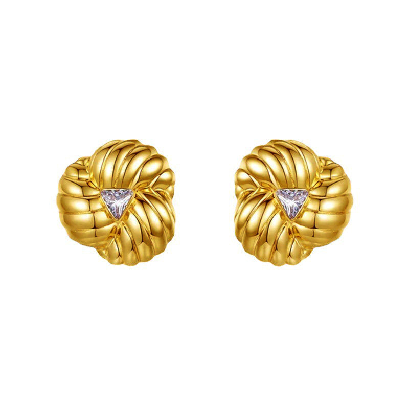 18K Gold Flower Zircon Earrings