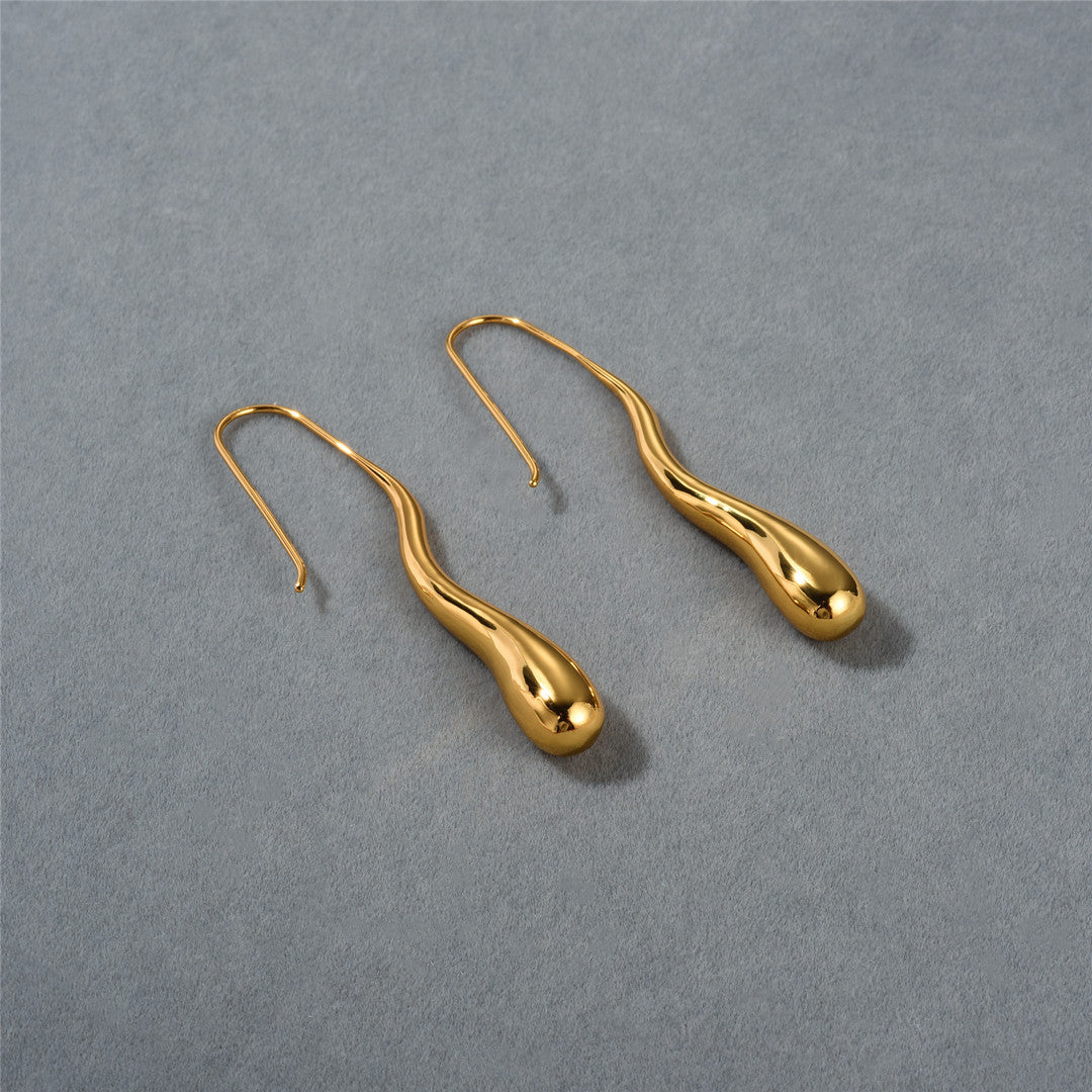 18K Gold Long Waterdrop Earrings
