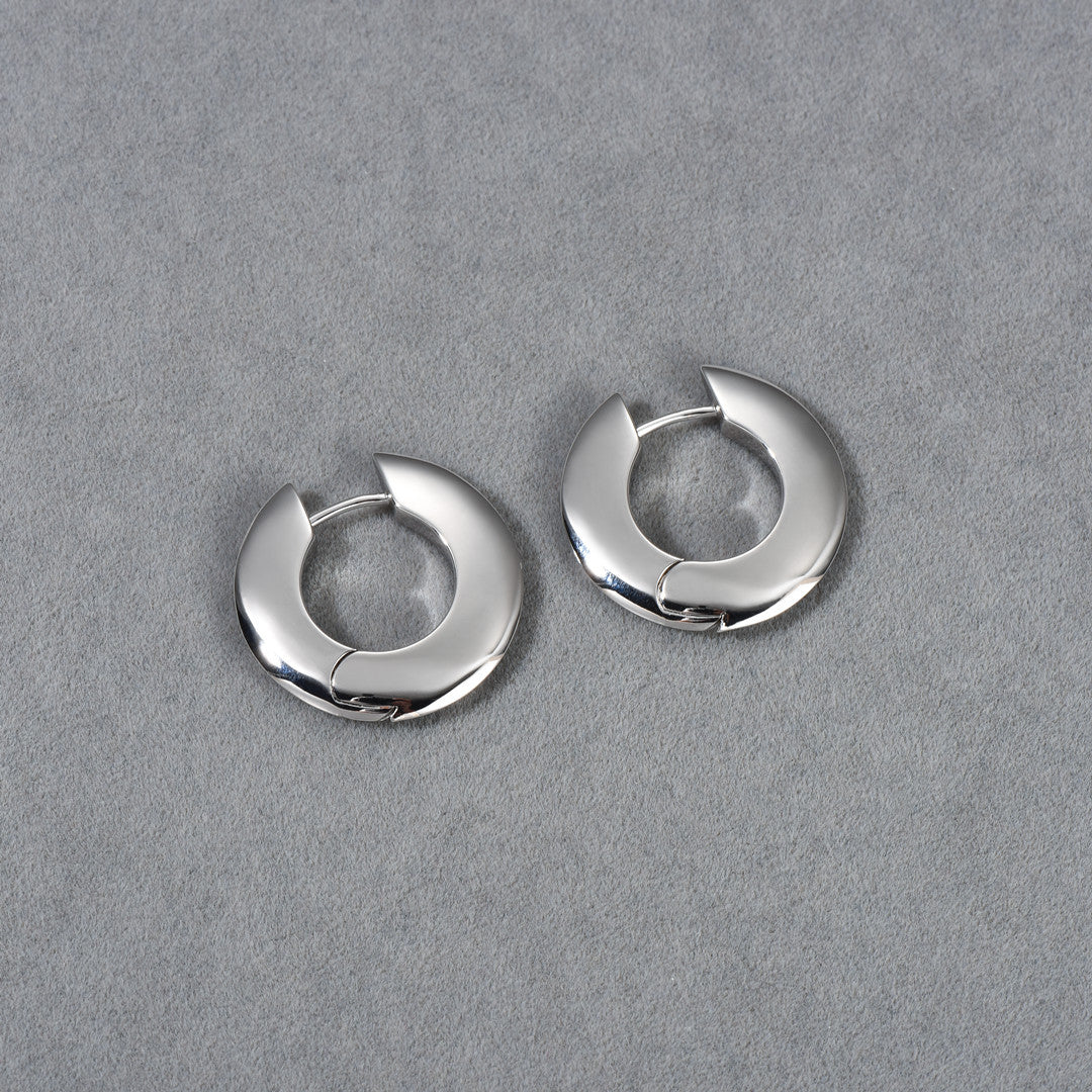 18K Gold Hoop Earrings Minimalist Statement Earrings, Designer Earrings Sliver