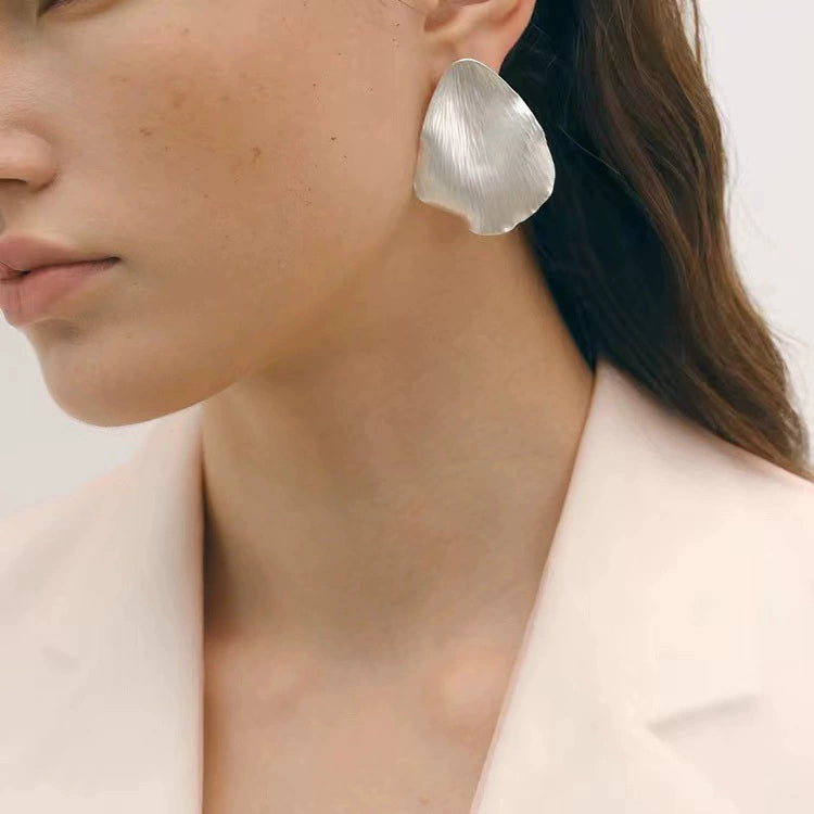 Brass Silver-Plated Petal Earrings