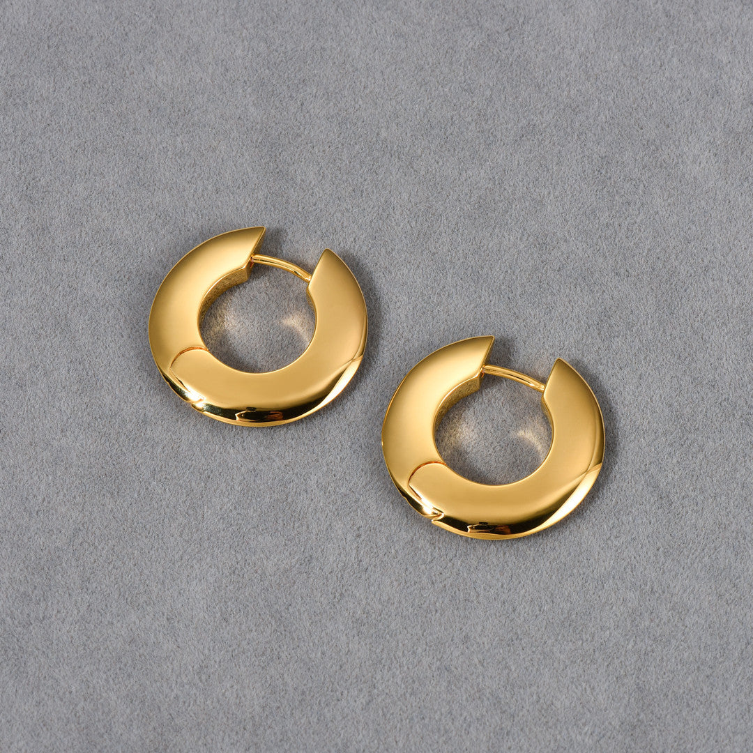 18K Gold Hoop Earrings Minimalist Statement Earrings, Designer Earrings Sliver