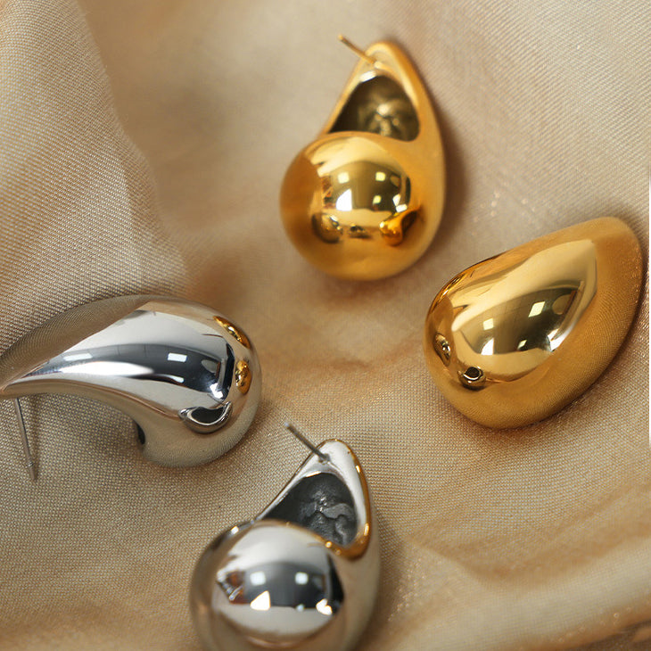 Boucles d'oreilles goutte d'eau en or 18 carats et tige en argent sterling 925