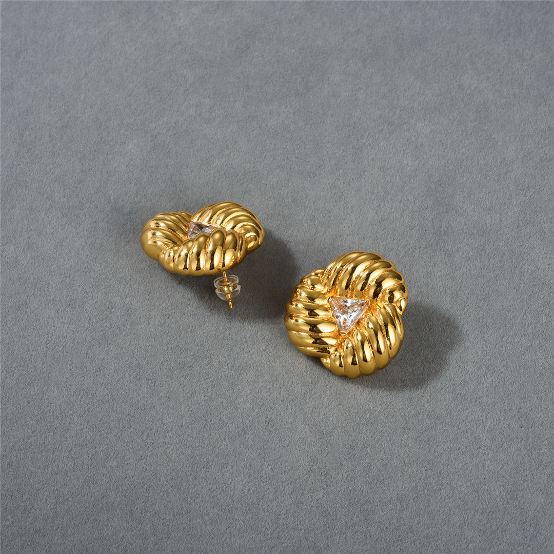 18K Gold Flower Zircon Earrings