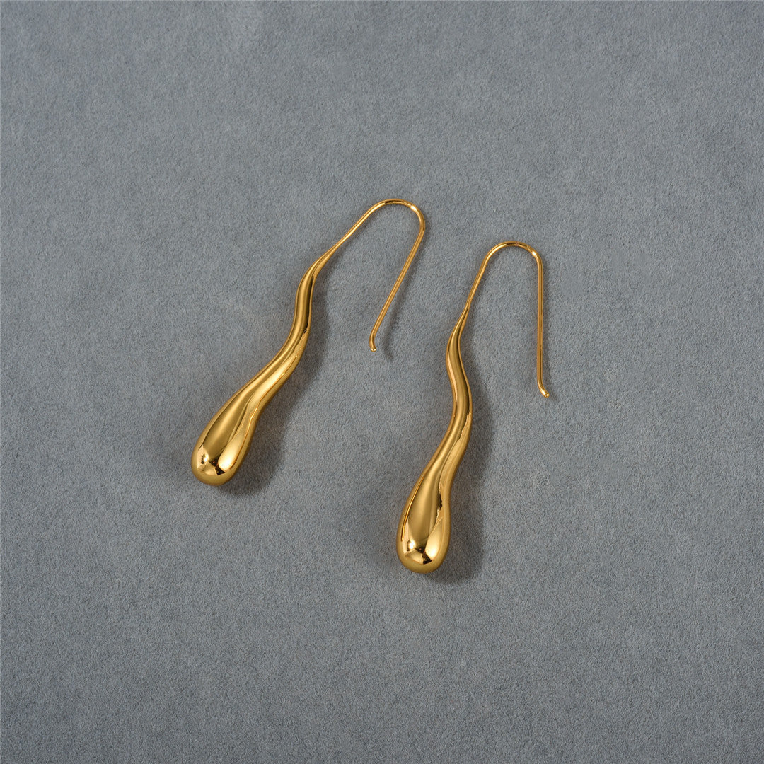18K Gold Long Waterdrop Earrings