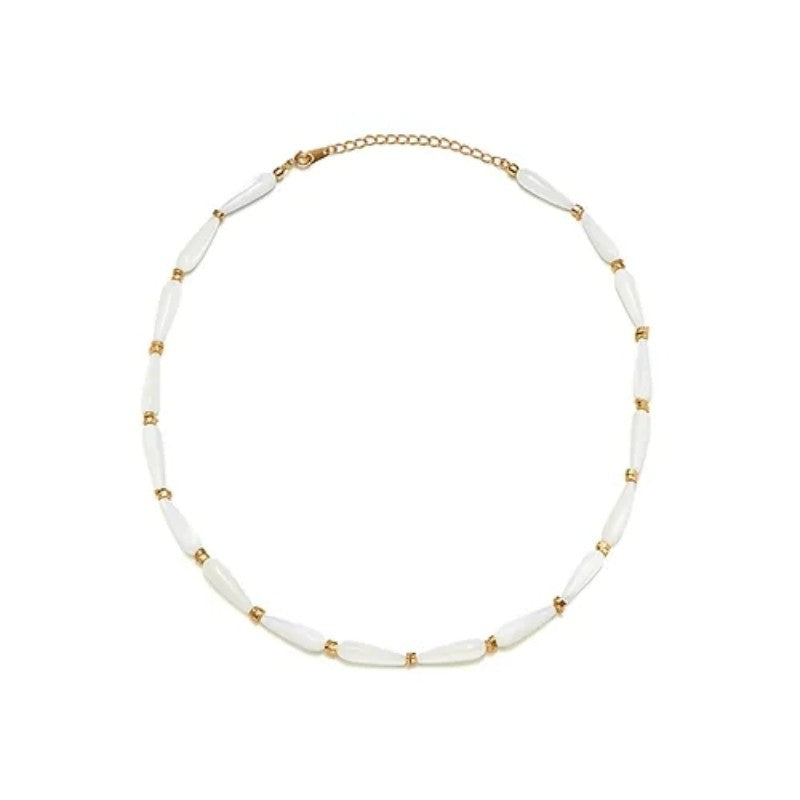 18K Gold White Stone Necklace