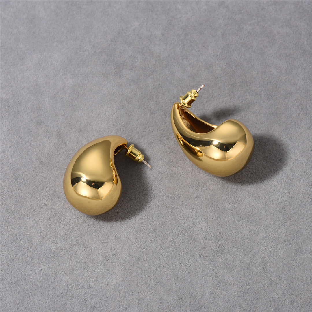 Boucles d'oreilles goutte d'eau en or 18 carats et tige en argent sterling 925