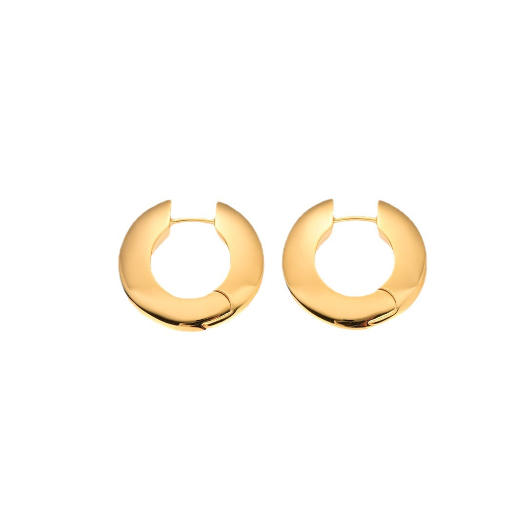 18K Gold Hoop Earrings Minimalist Statement Earrings, Designer Earrings Sliver