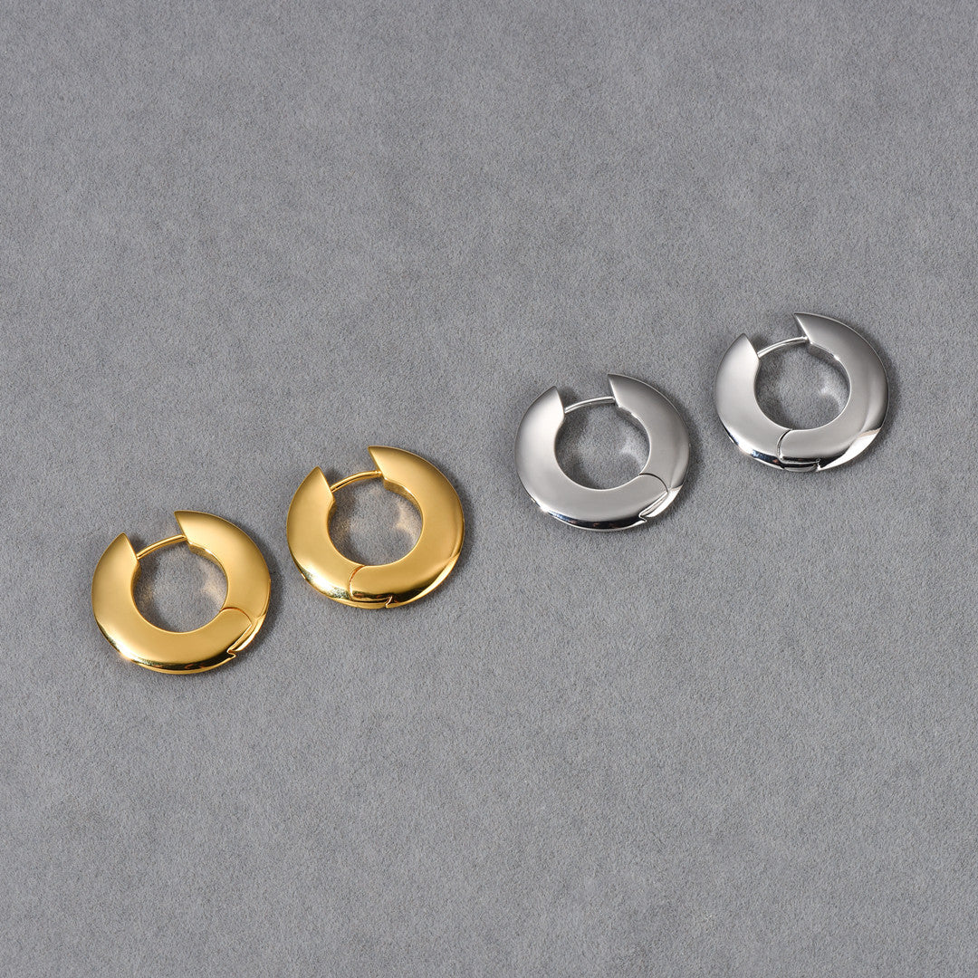 18K Gold Hoop Earrings Minimalist Statement Earrings, Designer Earrings Sliver