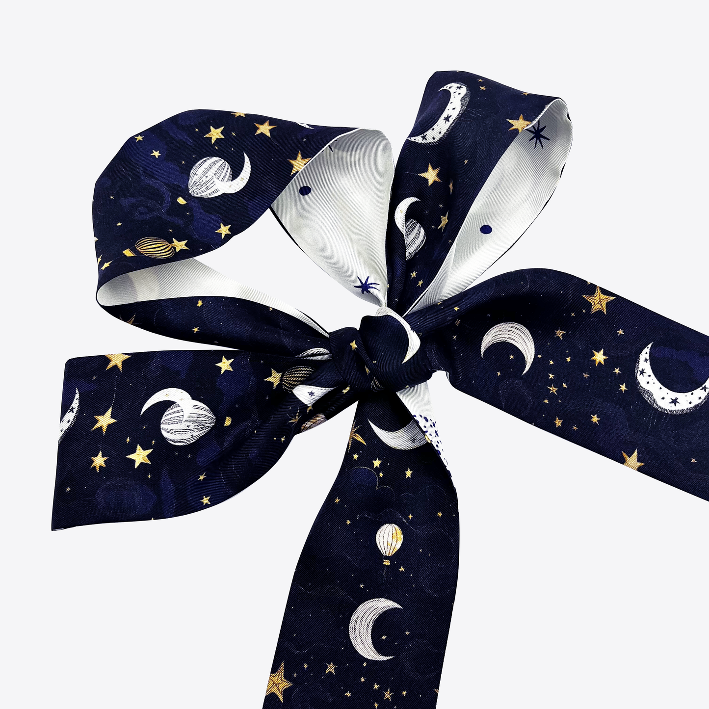 Premium 100% Mulberry Silk Skinny Scarf - MOON STAR