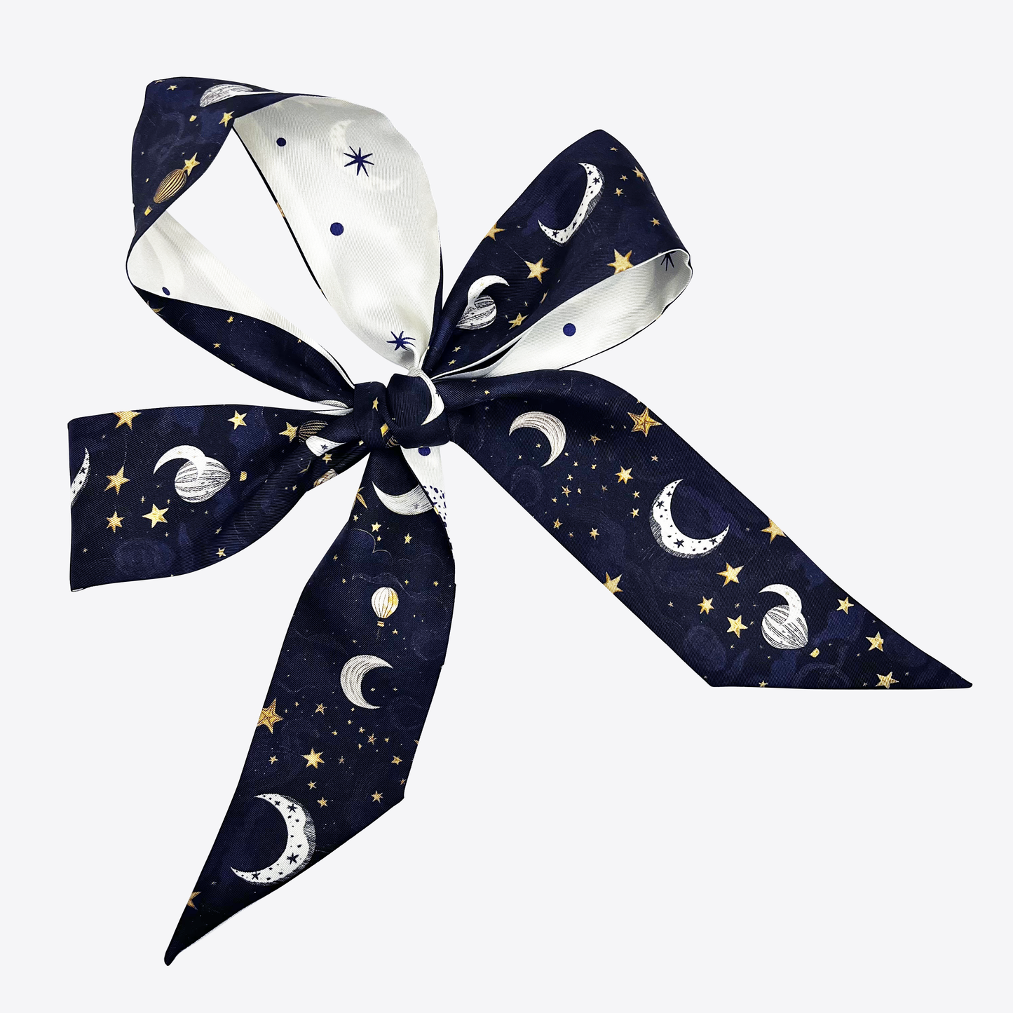 Premium 100% Mulberry Silk Skinny Scarf - MOON STAR