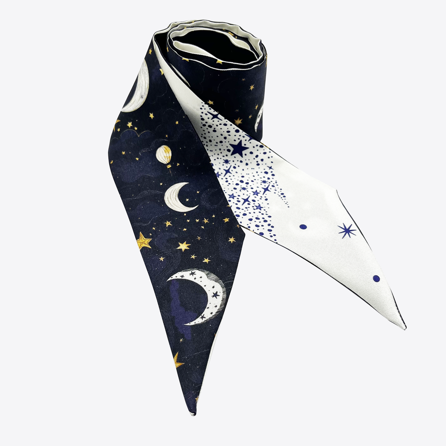 Premium 100% Mulberry Silk Skinny Scarf - MOON STAR