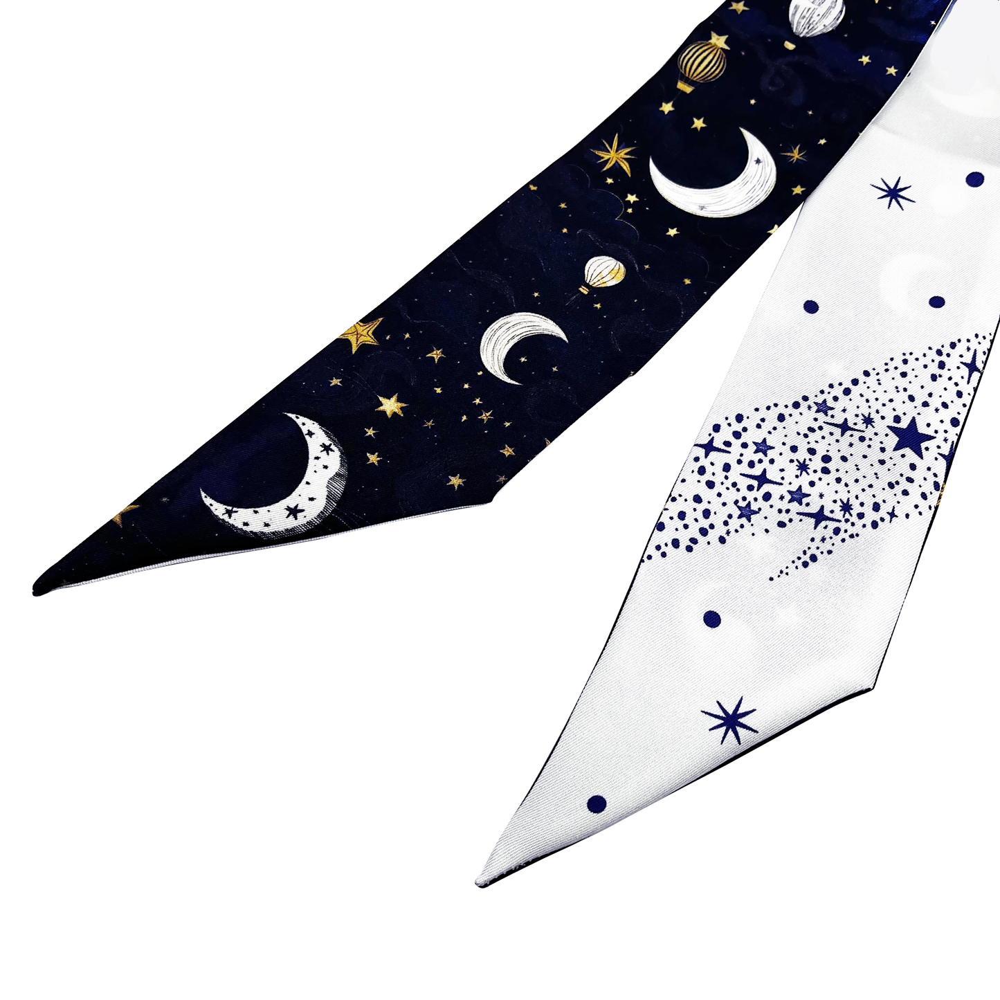 Premium 100% Mulberry Silk Skinny Scarf - MOON STAR