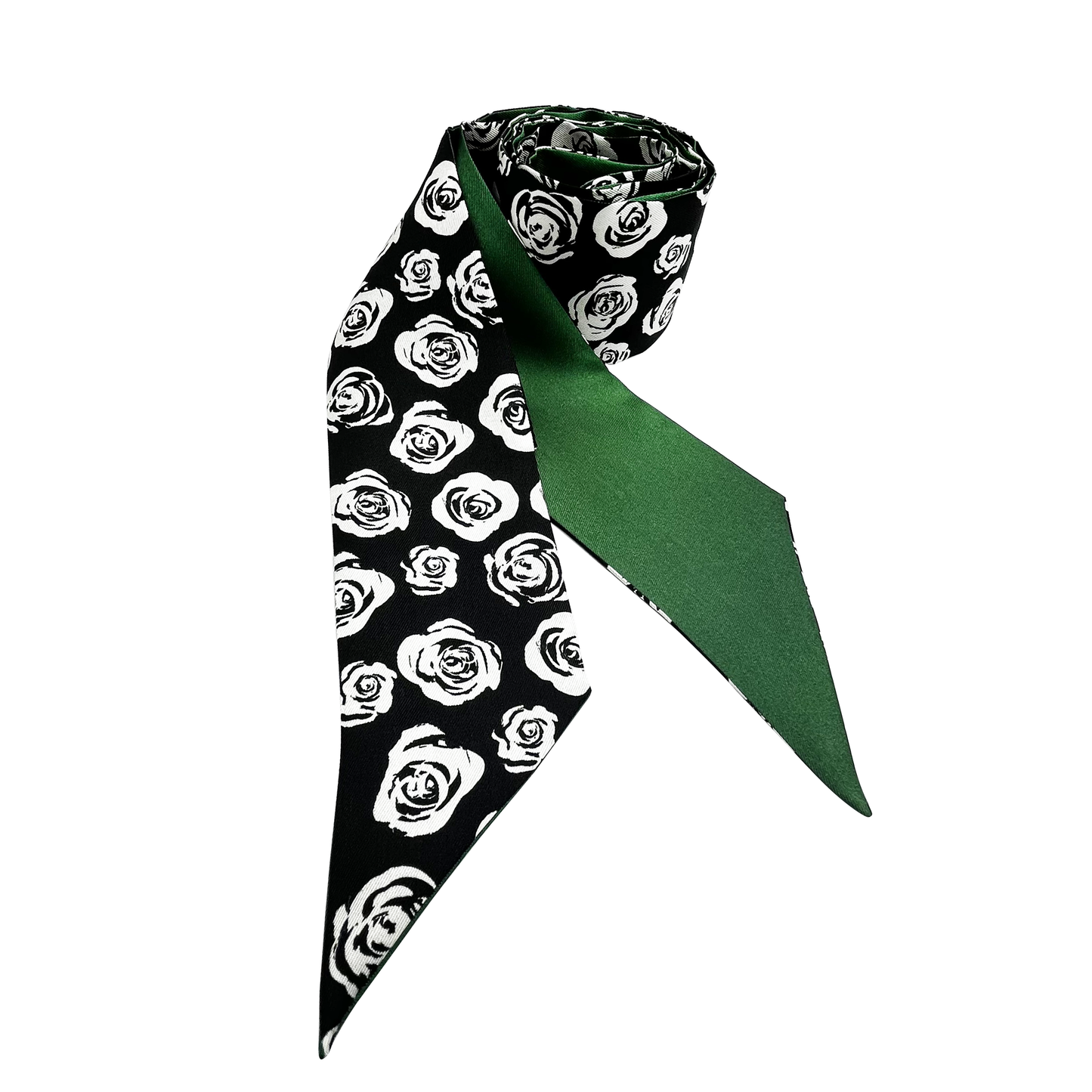 Premium 100% Mulberry Silk Skinny Scarf - Rose Pattern