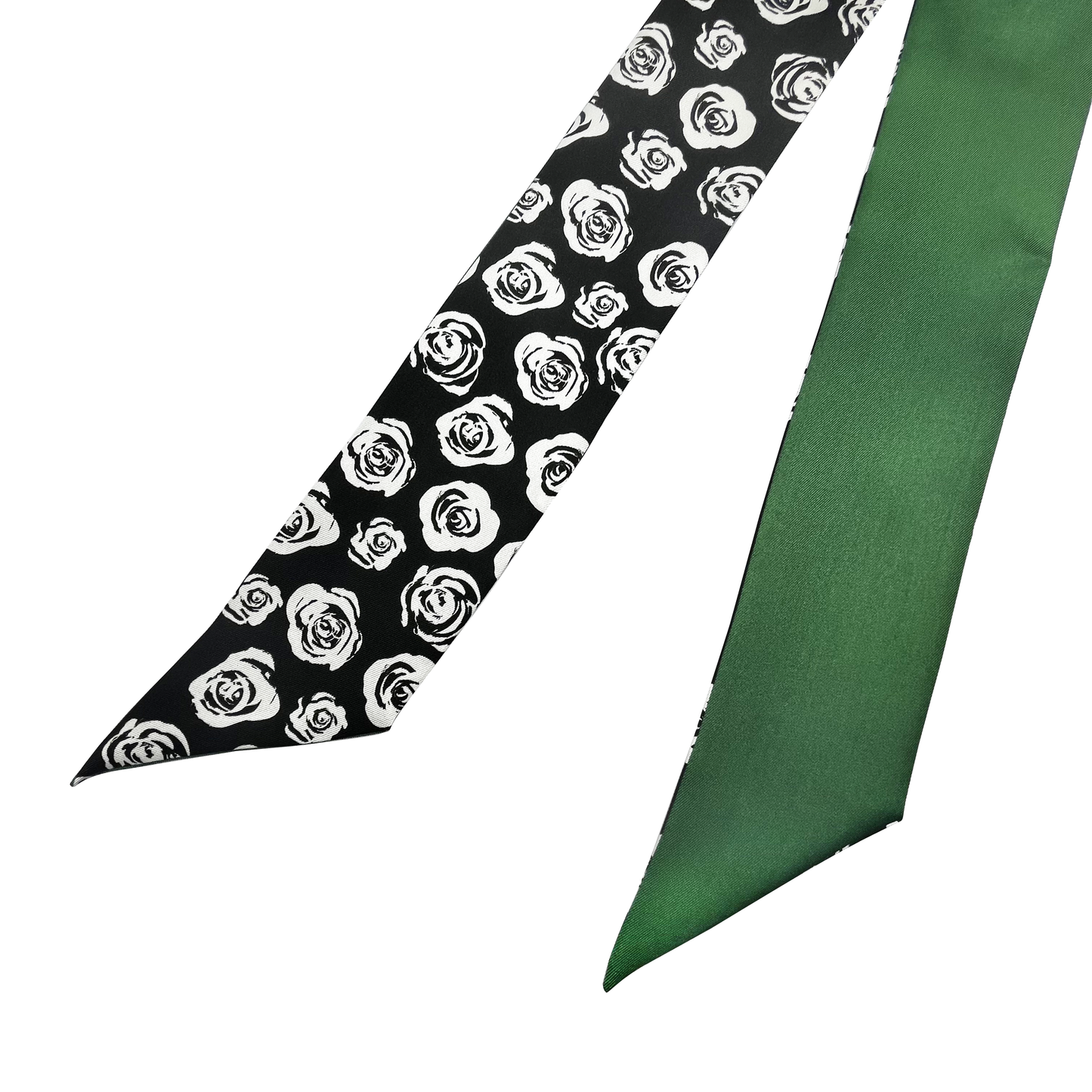 Premium 100% Mulberry Silk Skinny Scarf - Rose Pattern
