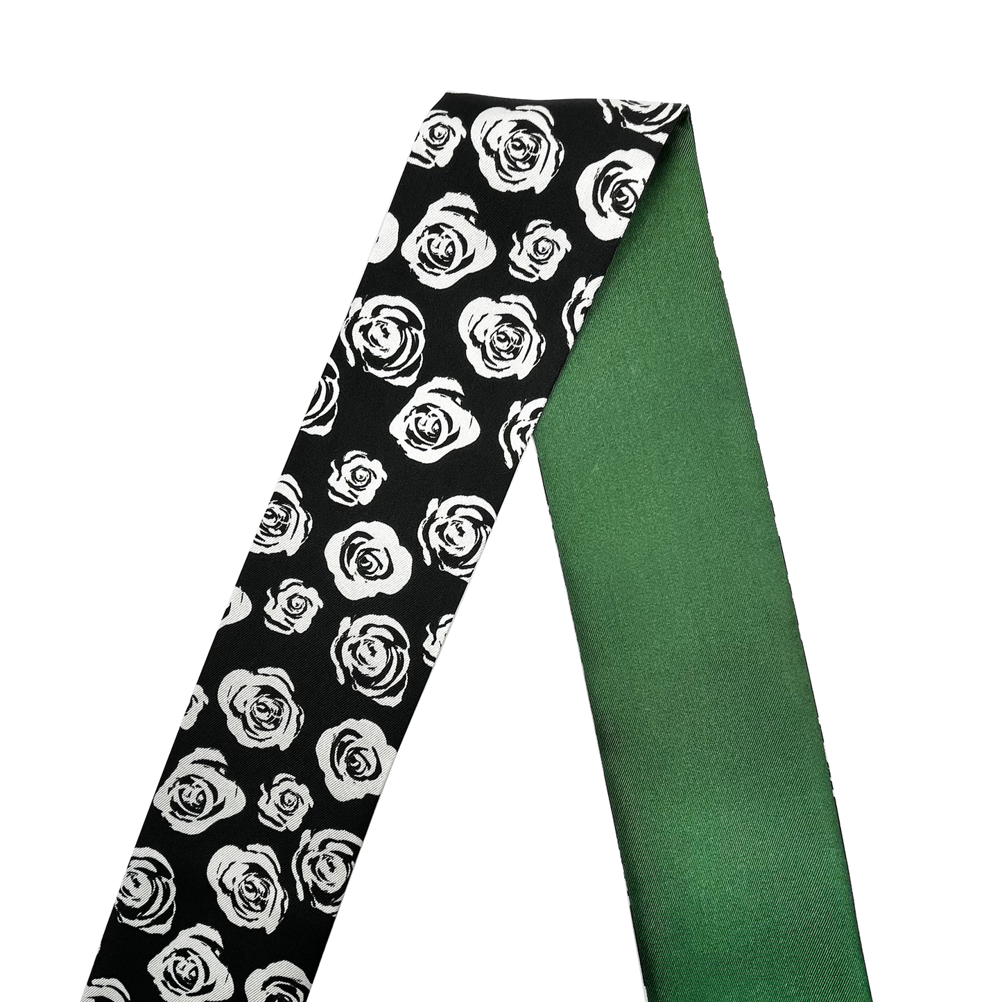 Premium 100% Mulberry Silk Skinny Scarf - Rose Pattern