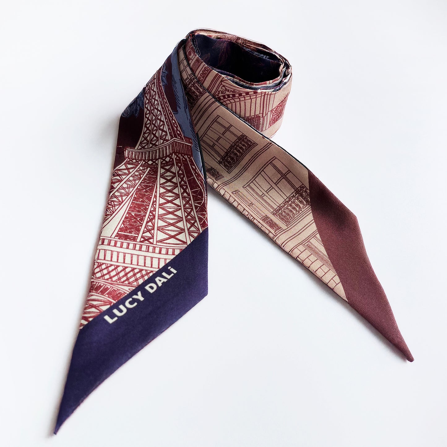 Foulard fin 100 % soie de mûrier de qualité supérieure - Motif chat et fleur rose