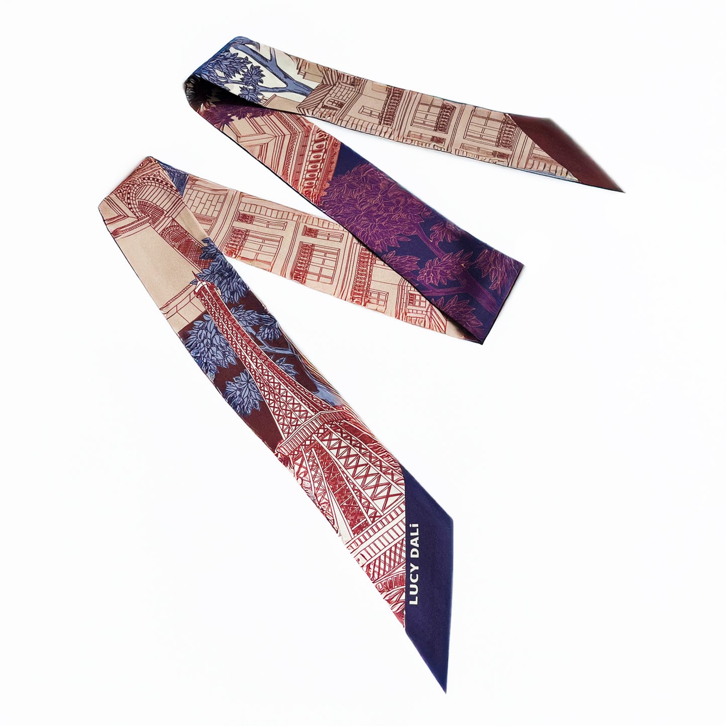 Foulard fin 100 % soie de mûrier de qualité supérieure - Motif chat et fleur rose