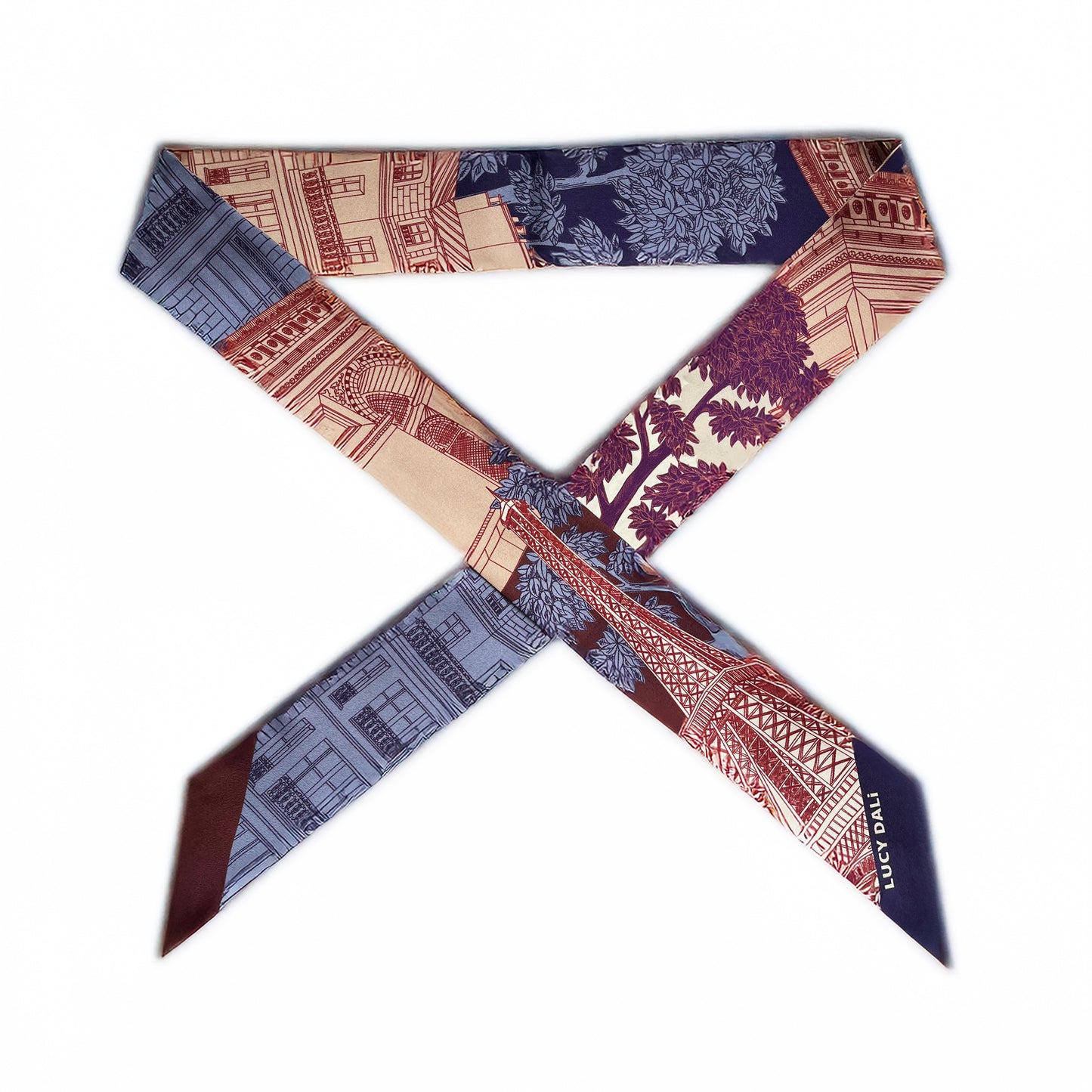 Foulard fin 100 % soie de mûrier de qualité supérieure - Motif chat et fleur rose