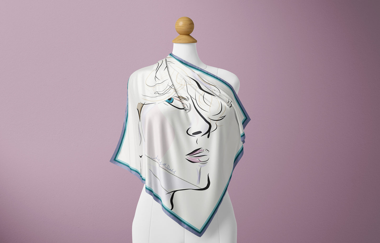 Premium 100% Mulberry Silk Square Scarf - Blue Eyes 30"x30"