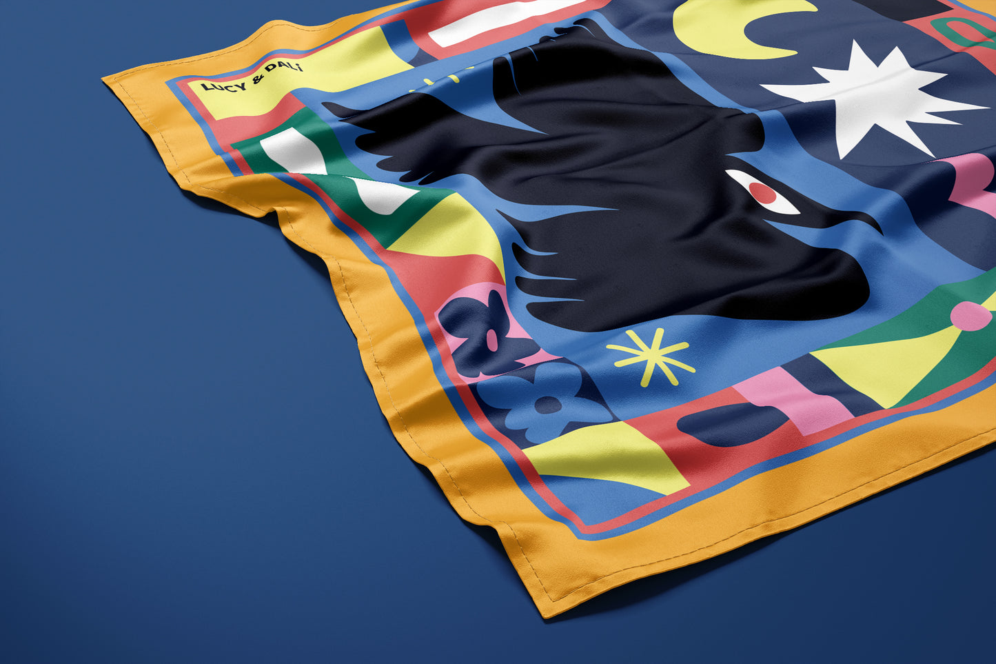 Premium 100% Mulberry Silk Square Scarf - Black Bird 30"x30"