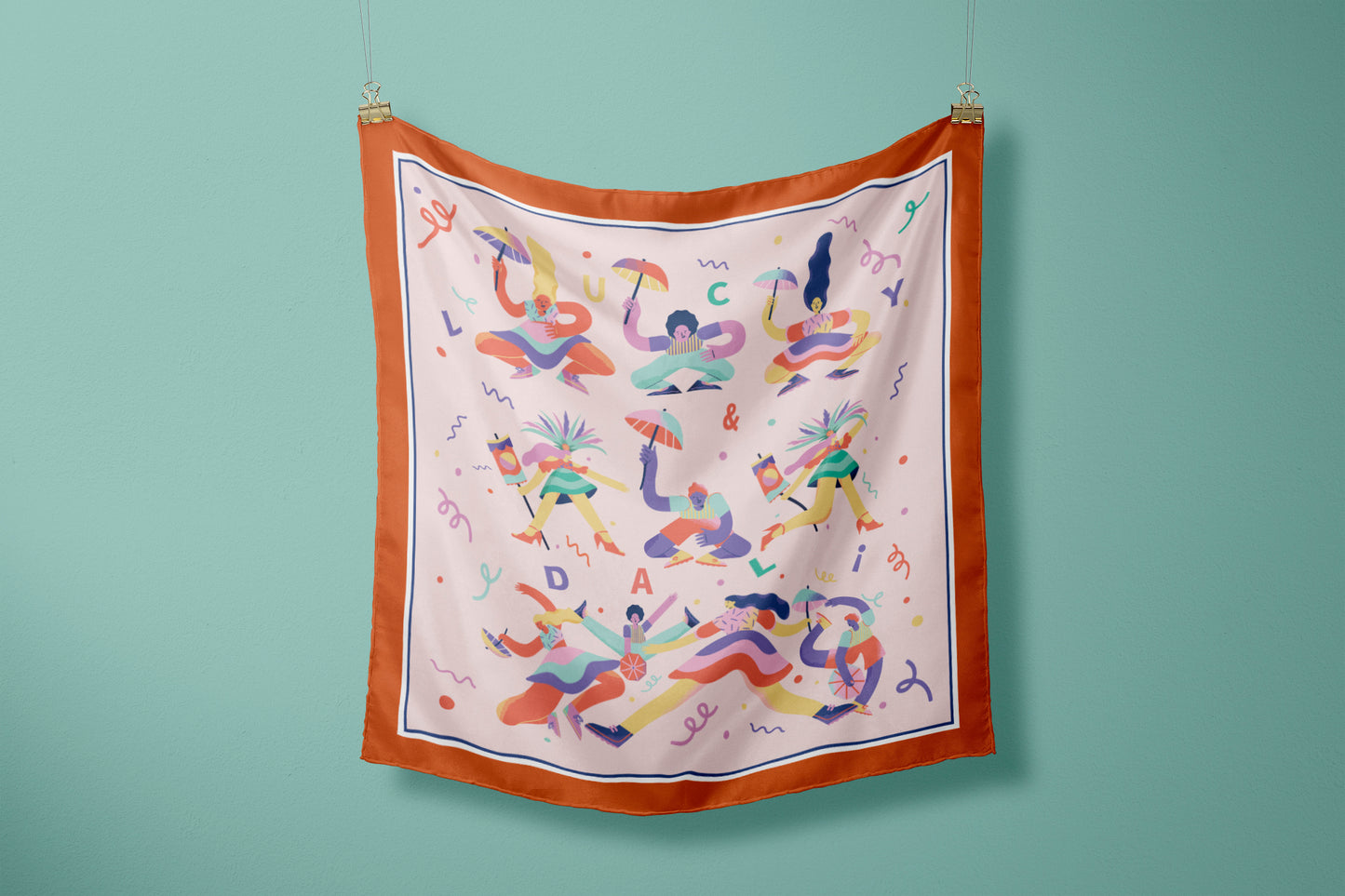 Premium 100% Mulberry Silk Square Scarf - Dance Pattern 30"x30"