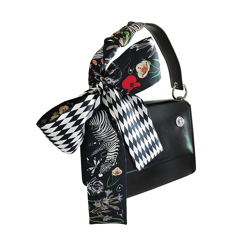Premium 100% Mulberry Silk Skinny Scarf - Animal Garden Pattern