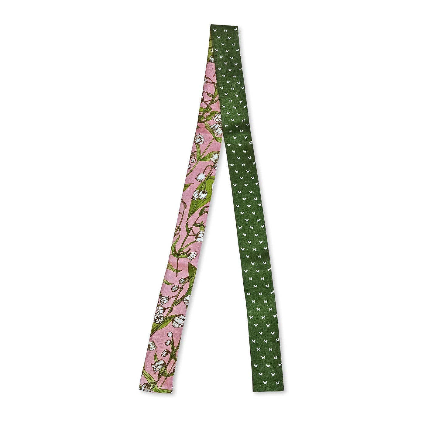 Foulard fin 100 % soie de mûrier de qualité supérieure - Motif papillon et fleurs