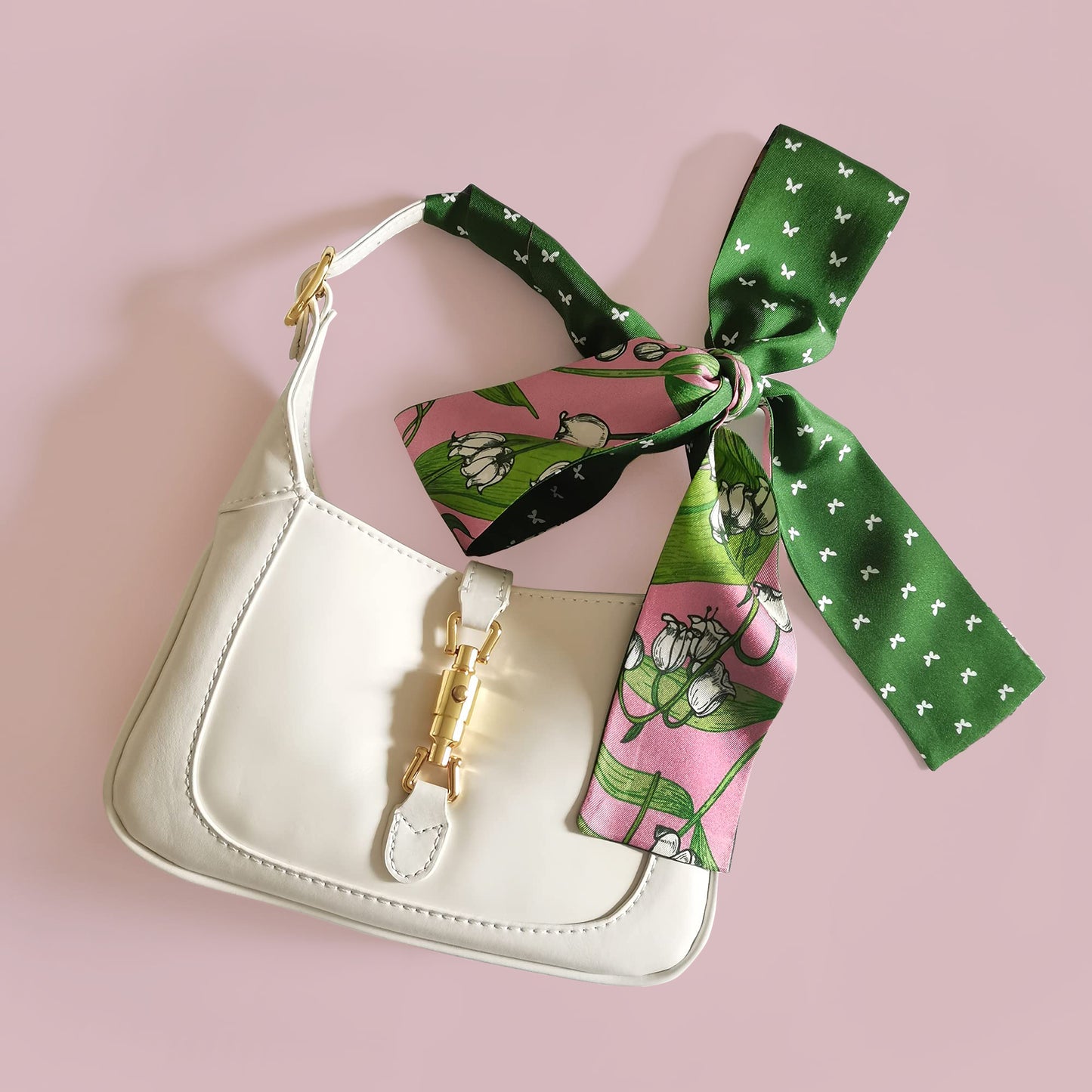 Foulard fin 100 % soie de mûrier de qualité supérieure - Motif papillon et fleurs