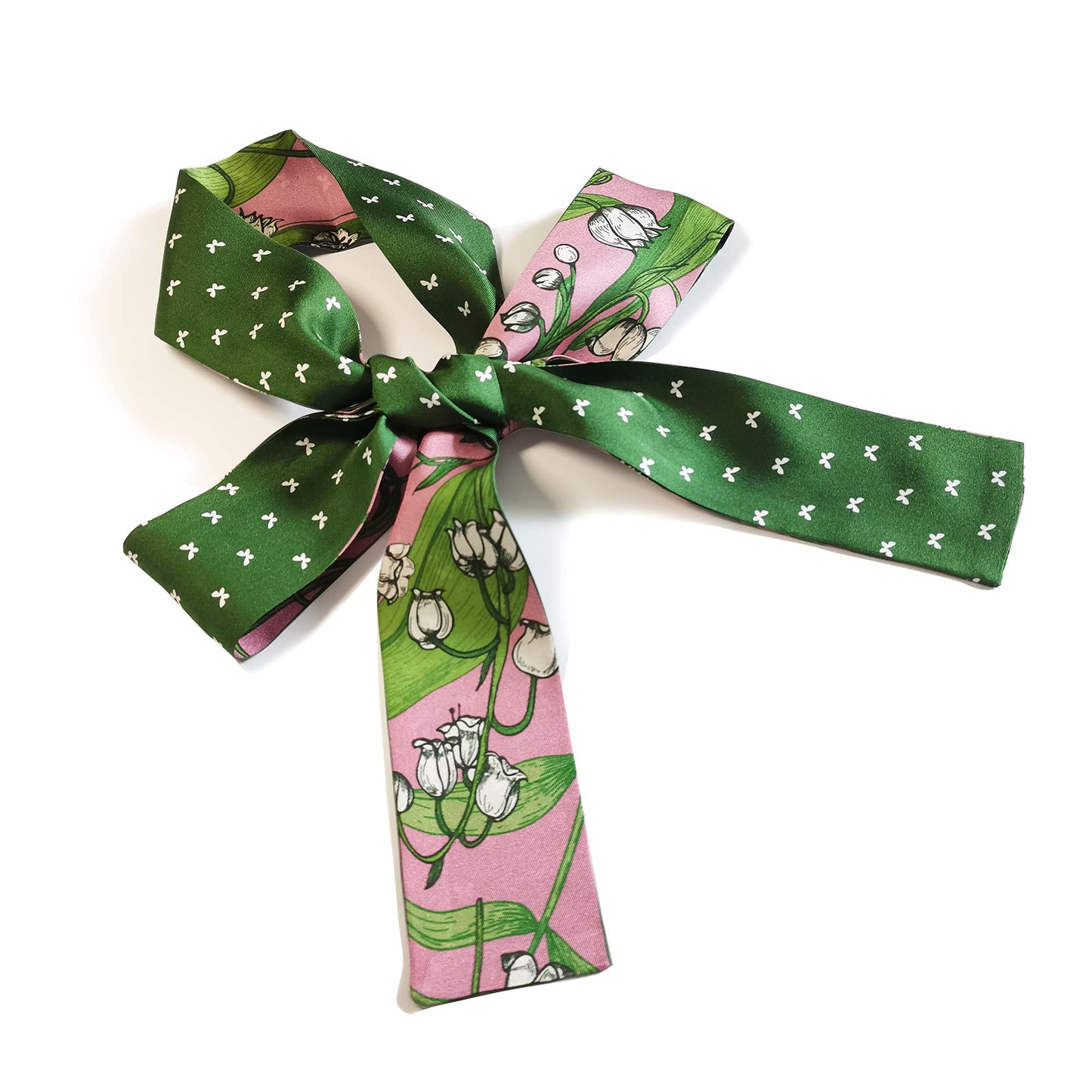 Foulard fin 100 % soie de mûrier de qualité supérieure - Motif papillon et fleurs