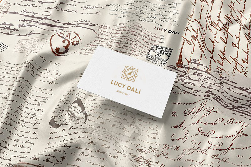 Premium 100% Mulberry Silk Square Scarf - Handwritten LetterPattern 35"x35"