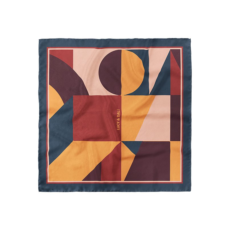 Premium 100% Mulberry Silk Square Scarf - Geometric repertoire 30"x30"