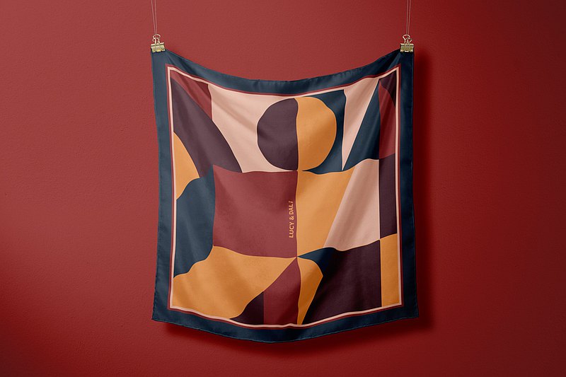 Premium 100% Mulberry Silk Square Scarf - Geometric repertoire 30"x30"
