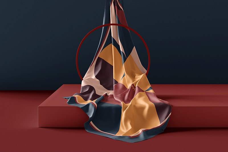Premium 100% Mulberry Silk Square Scarf - Geometric repertoire 30"x30"
