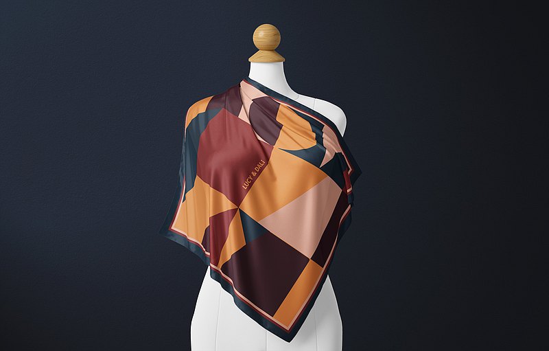 Premium 100% Mulberry Silk Square Scarf - Geometric repertoire 30"x30"