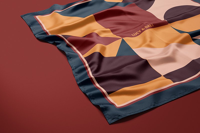 Premium 100% Mulberry Silk Square Scarf - Geometric repertoire 30"x30"